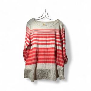 Carhartt Women's Long Sleeve Tee - Red and Cream‎ Stripes